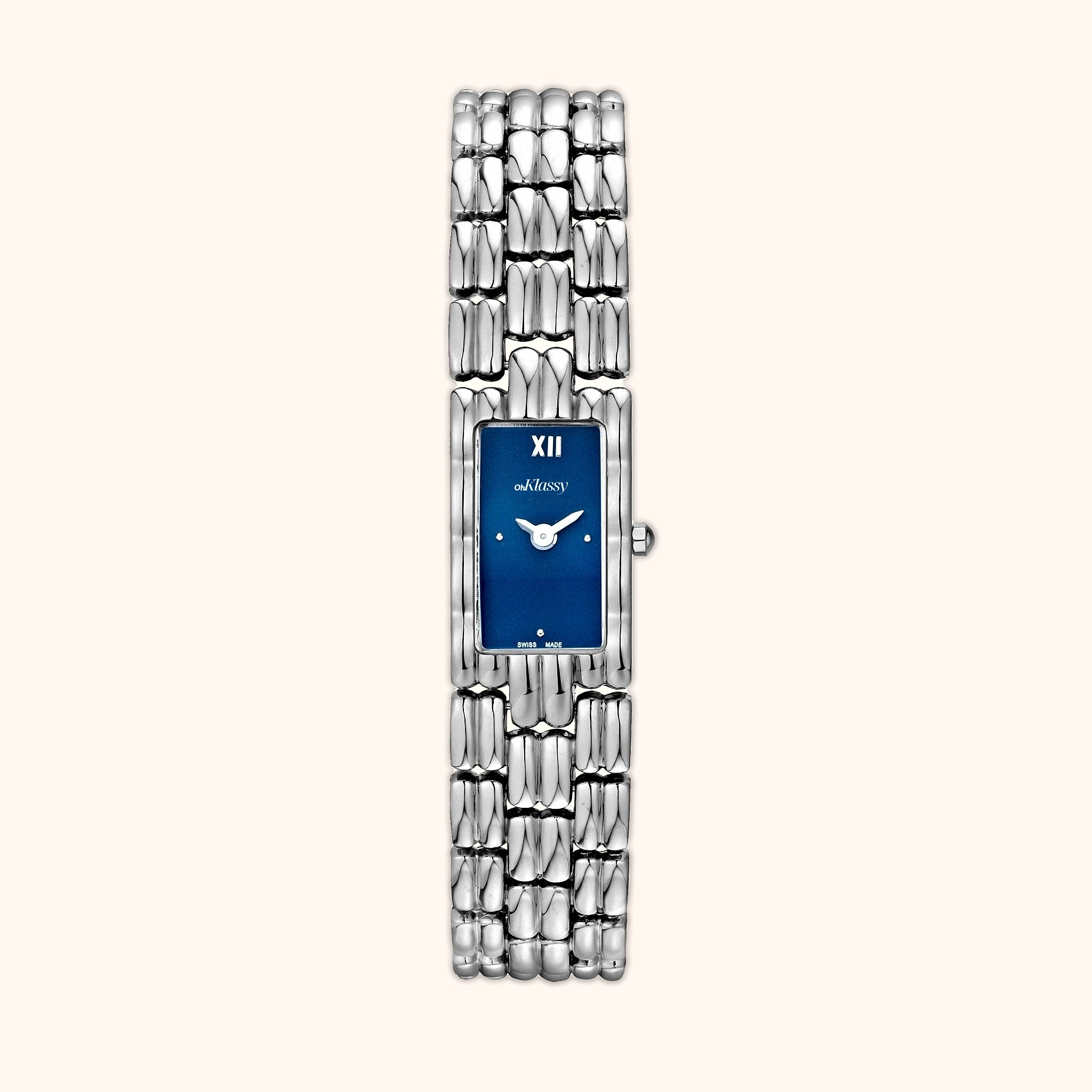 OhKlassy Yasmina Silver women's vintage-inspired watch, front view