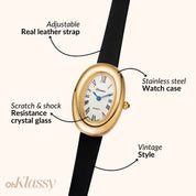 Elvina | Schwarzes Leder Gold
