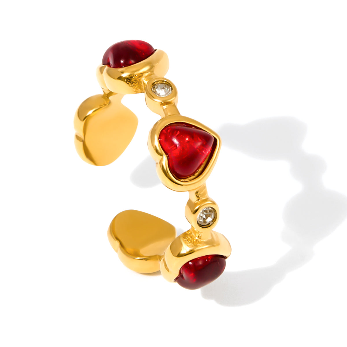 Esme Rubin Herz Ring | 18K Gold-Plated