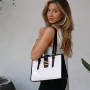 Clara Croc Tote Blanc Noir