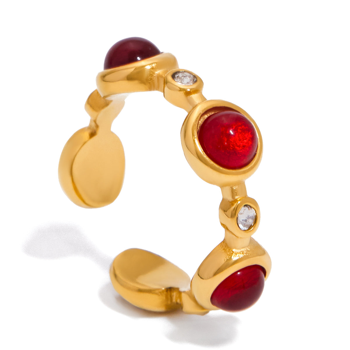 Ayana Bague manchette rouge | plaqué or 18K
