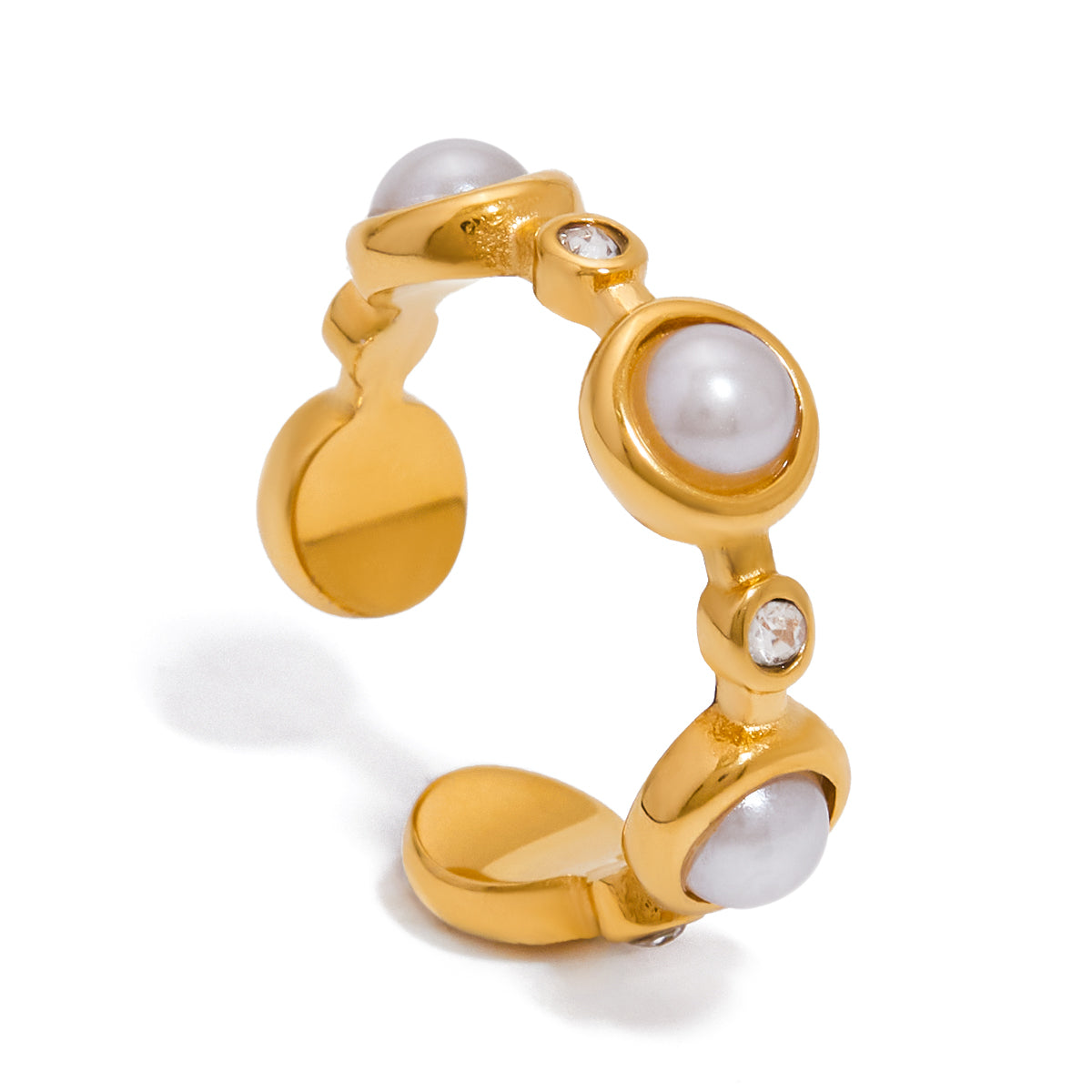 Bague manchette en perles Ayana - plaqué or 18K