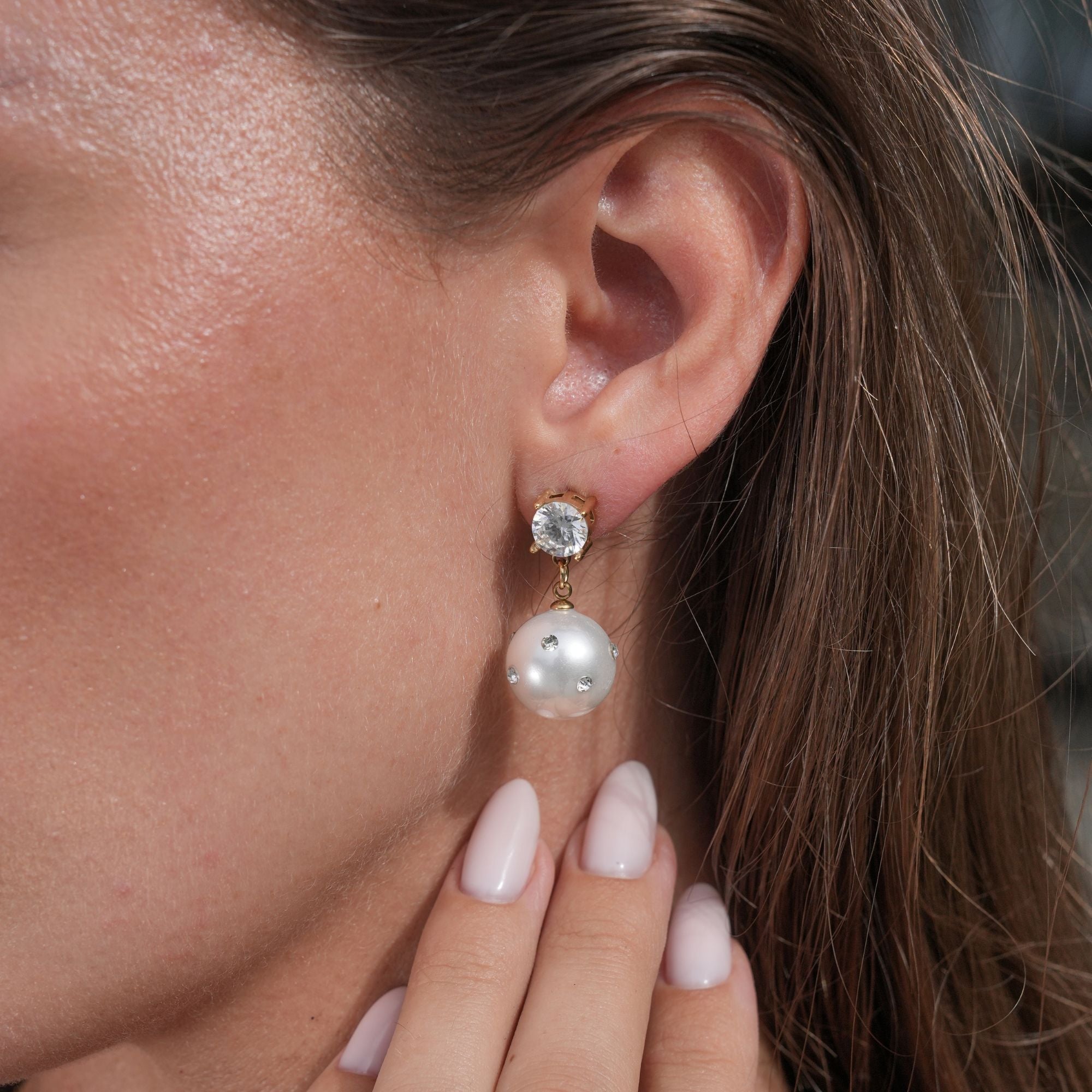 Boucles d'oreilles perles de cristal Mirage - plaqué or 18K