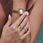 טבעת ירח רוביני | מצופה זהב 18 קראט