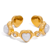 Anello Esme con cuore bianco e placcato oro 18 carati
